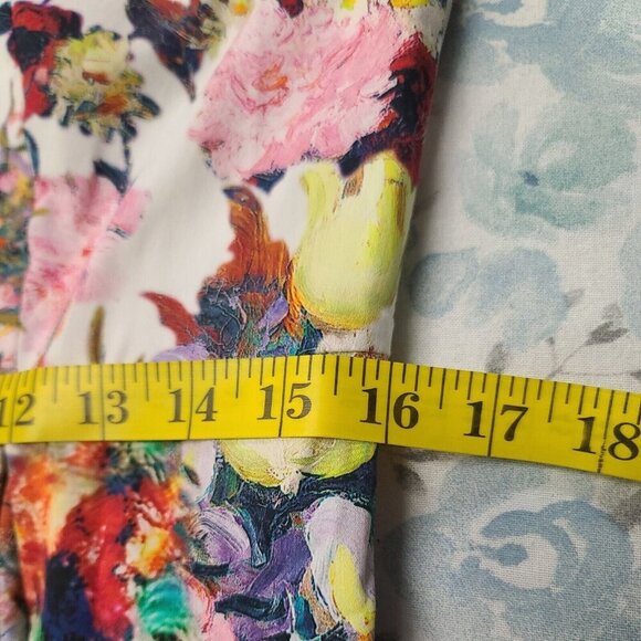 Talbots Cape Bouquets White Floral Sleeveless Sheath  Muni Dress Size 8P - Picture 5 of 8